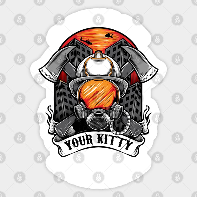 Im here to save your kitty proud gift firefighter Sticker by woormle